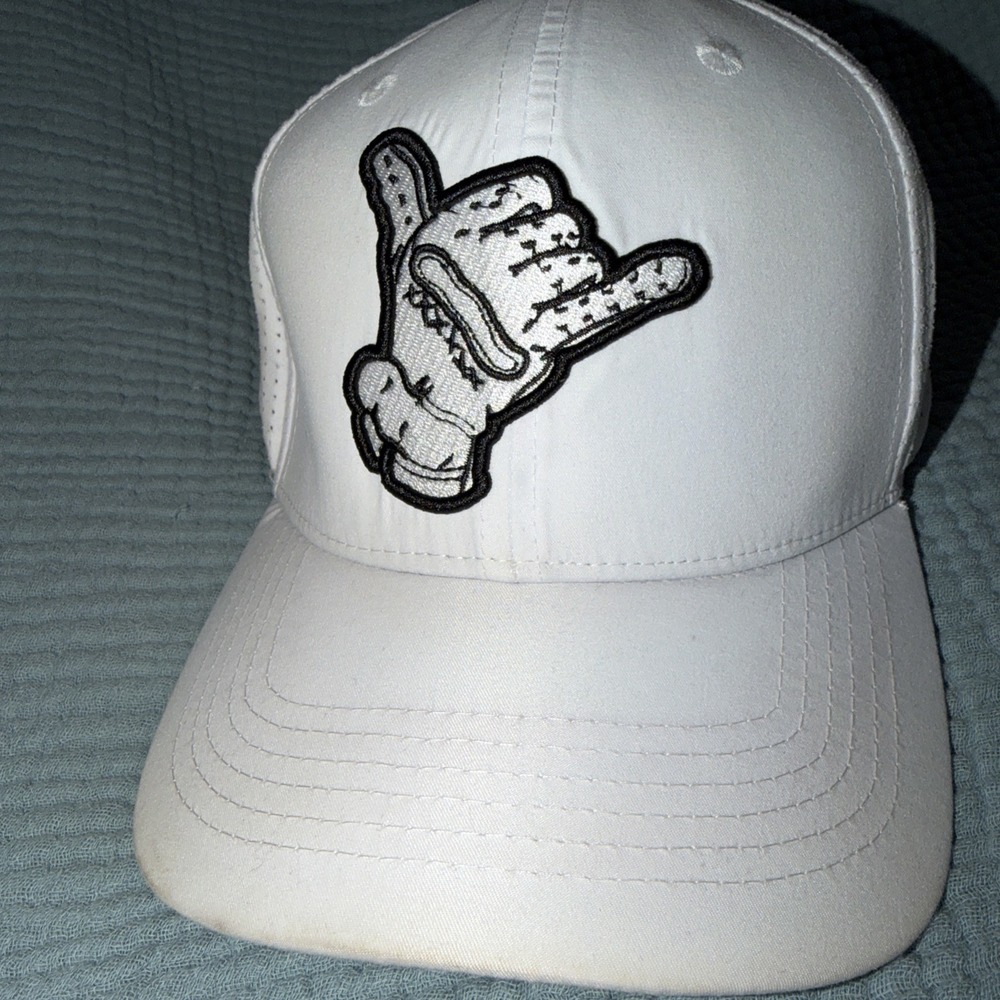 Sunday Swagger Snapback‎ Hat Men OSFM White Shaka Logo Golf Perforated Cap